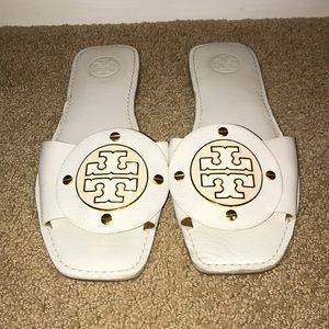 Tory Burch White Leather Flip Flops - Size 9